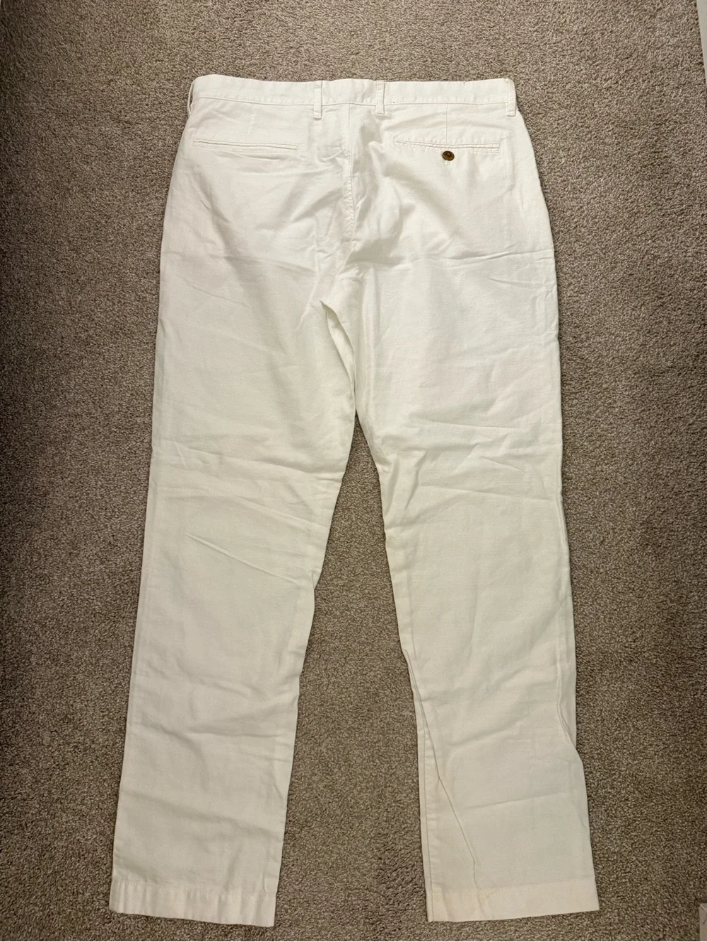 J. Crew Men's White Cotton Sutton Pant - 33x32